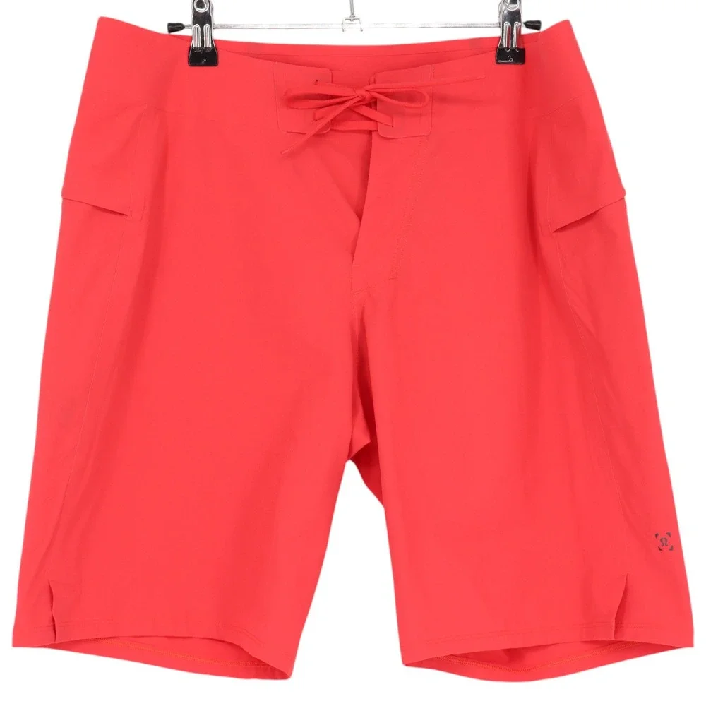 Lululemon Current State Board Shorts Mens Size 31 Red Swim Trunks Zip Pockets